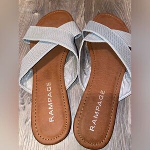 Rampage Breaker Slide Sandals Womens Size 11 Gray Silver Reptile Slip On